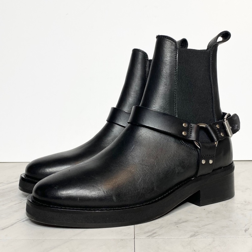 All Saints Salome Black Moto Harness Boot 36